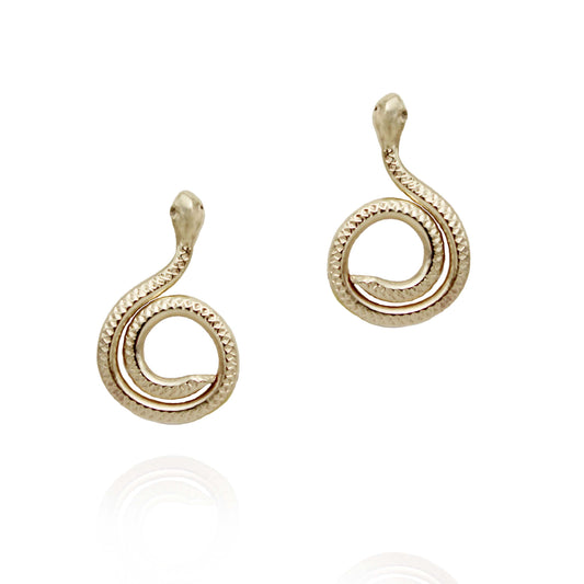 Hild Spiral Snake Earrings - Gold