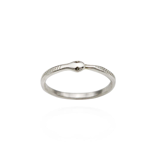 Mini Ouroboros Snake Ring - Silver