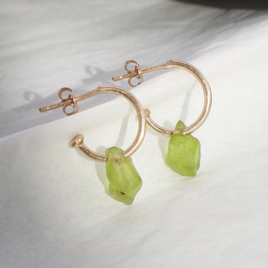 Peridot Hoops - 9ct Gold