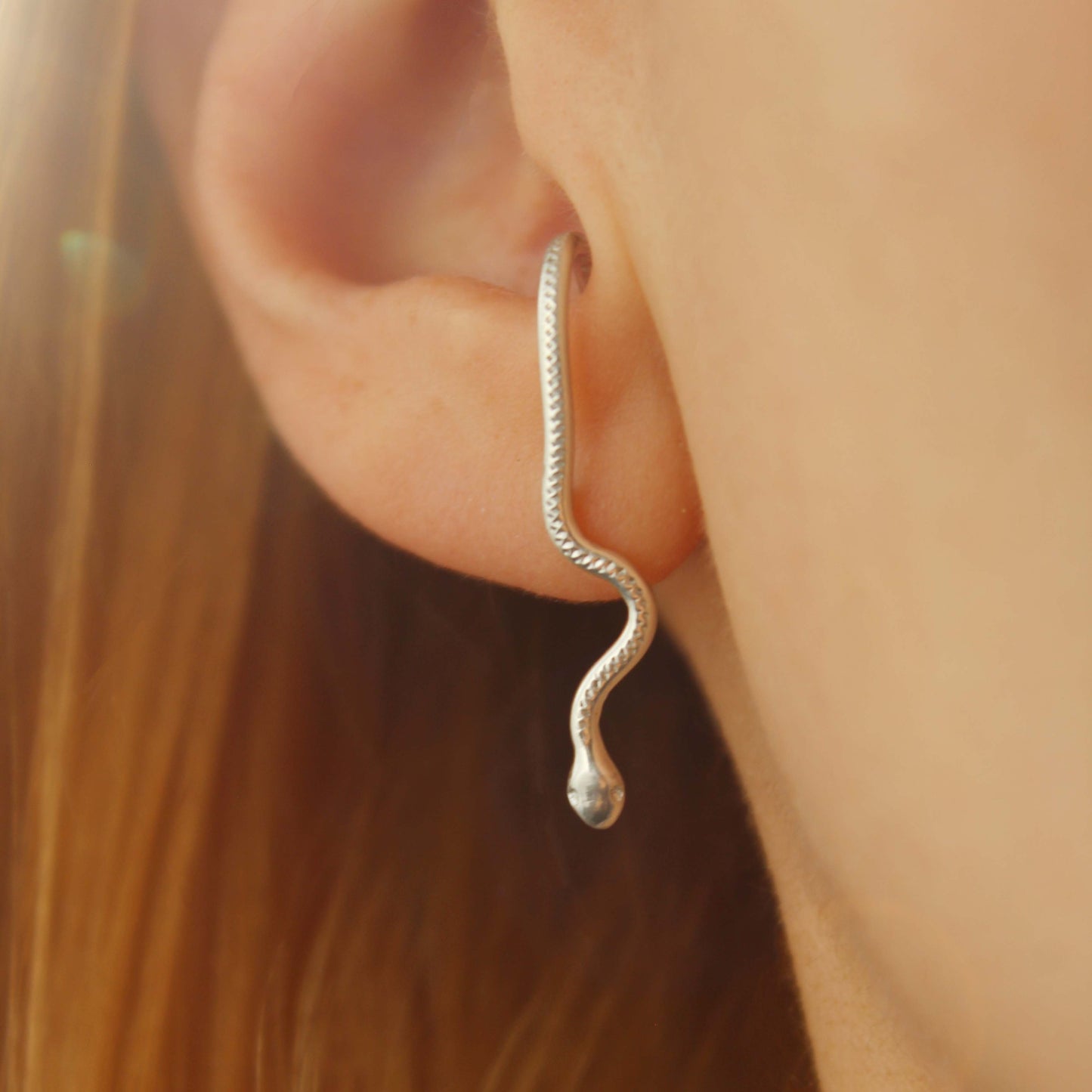 Medusa Snake Earrings - Silver