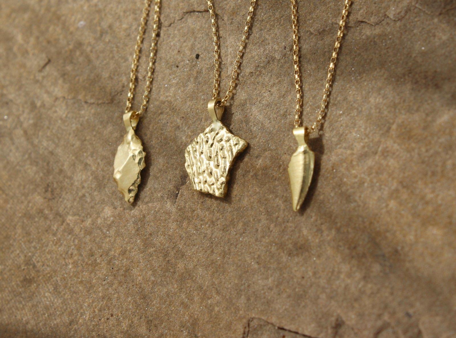 Neolithic Arrowhead Necklace - 9ct Gold - Brotheridge